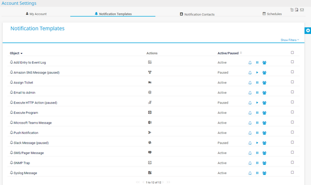 Notification Templates Settings Notification Templates Settings