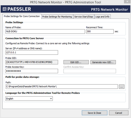 Probe Settings for Core Connection