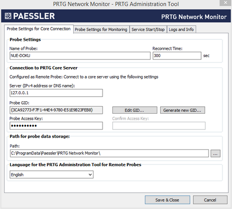 Remote Probe Settings in PRTG Administrator Remote Probe Settings in PRTG Administrator