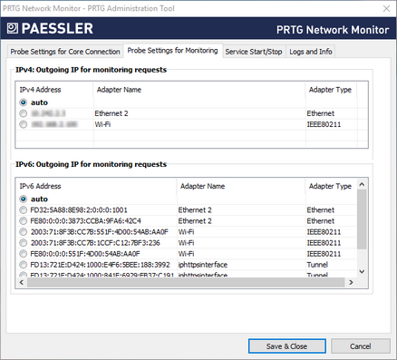 Probe Settings for Monitoring