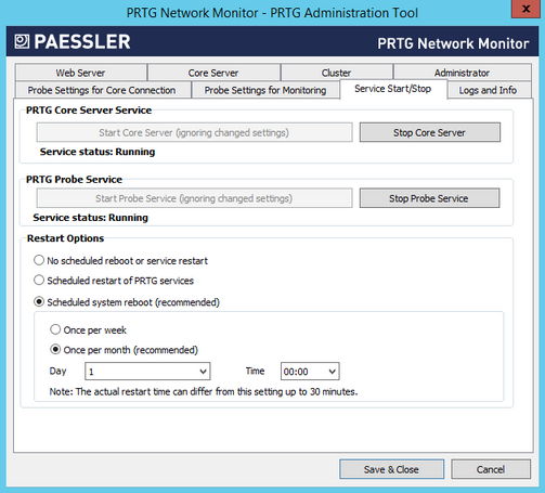 PRTG Administration Tool: Start and Stop Service PRTG Administration Tool: Start and Stop Service