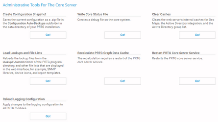 PRTG Core Administrative Tools PRTG Core Administrative Tools
