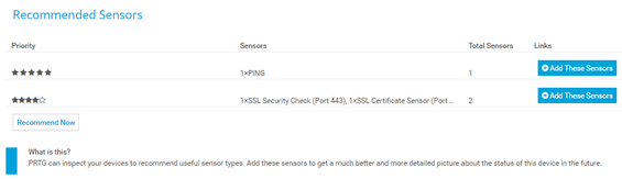 List of Recommended Sensors