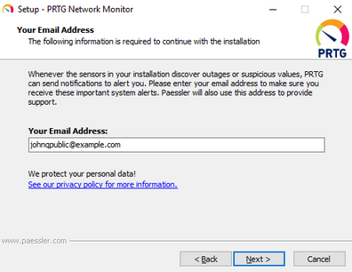 Setup Dialog: Your Email Address Setup Dialog: Your Email Address